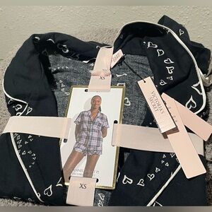 Victoria's Secret Black and White Heart Pajama Short Set